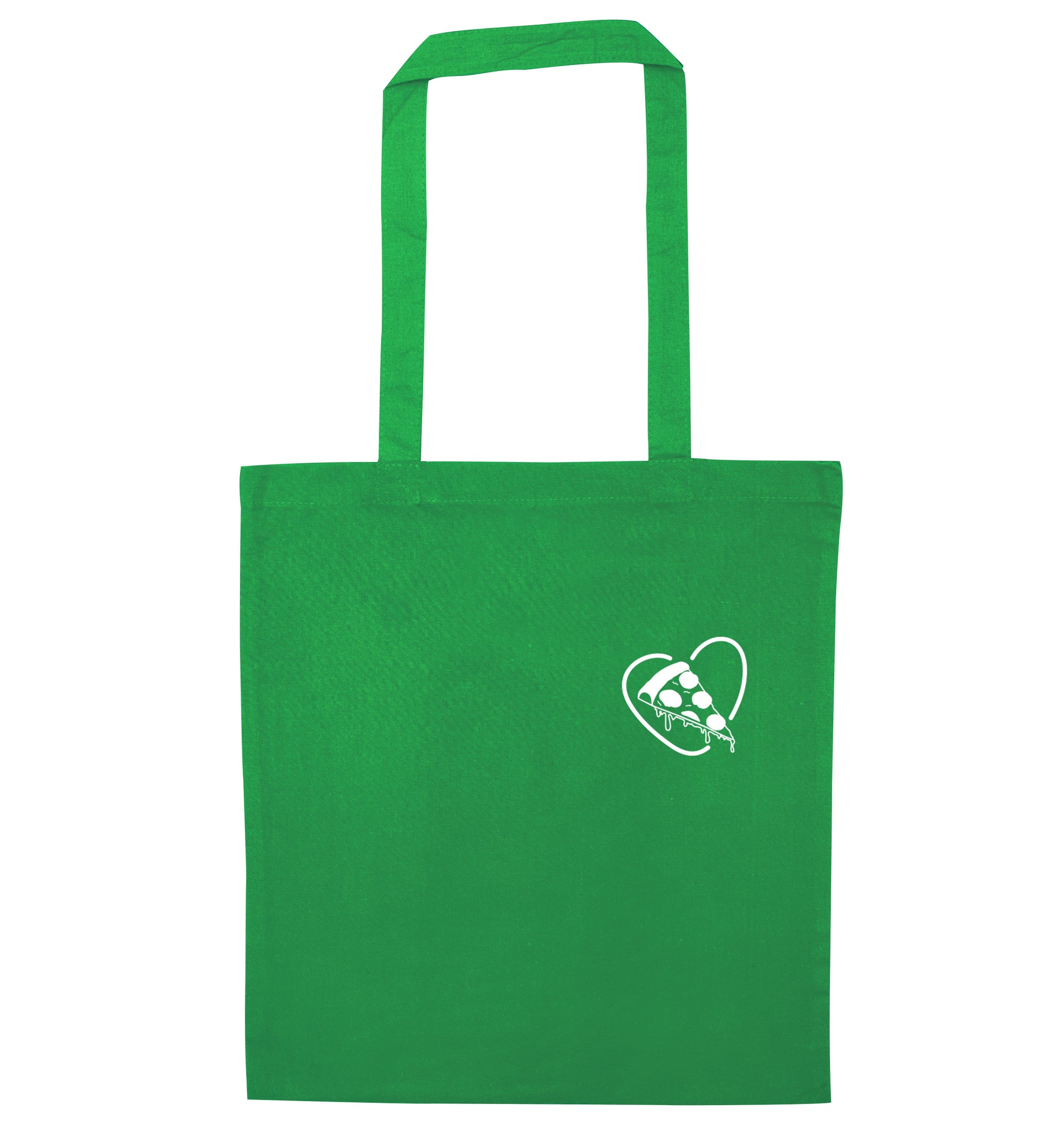 Pizza heart pocket green tote bag