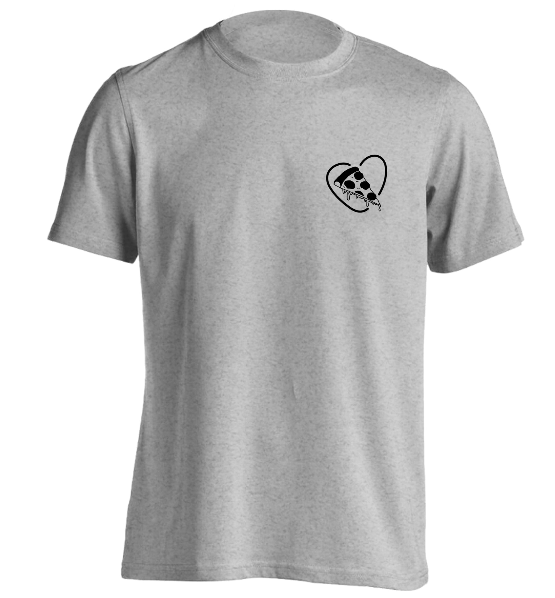 Pizza heart pocket adults unisex grey Tshirt 2XL