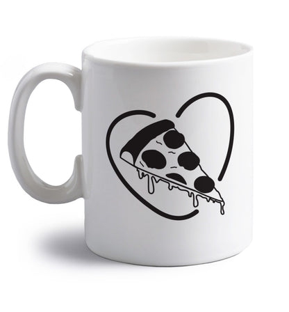 Pizza heart pocket right handed white ceramic mug 