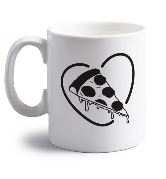 Pizza heart pocket right handed white ceramic mug 