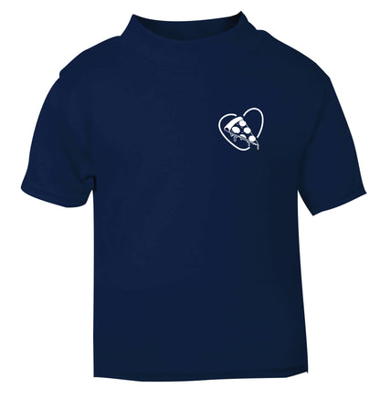 Pizza heart pocket navy Baby Toddler Tshirt 2 Years