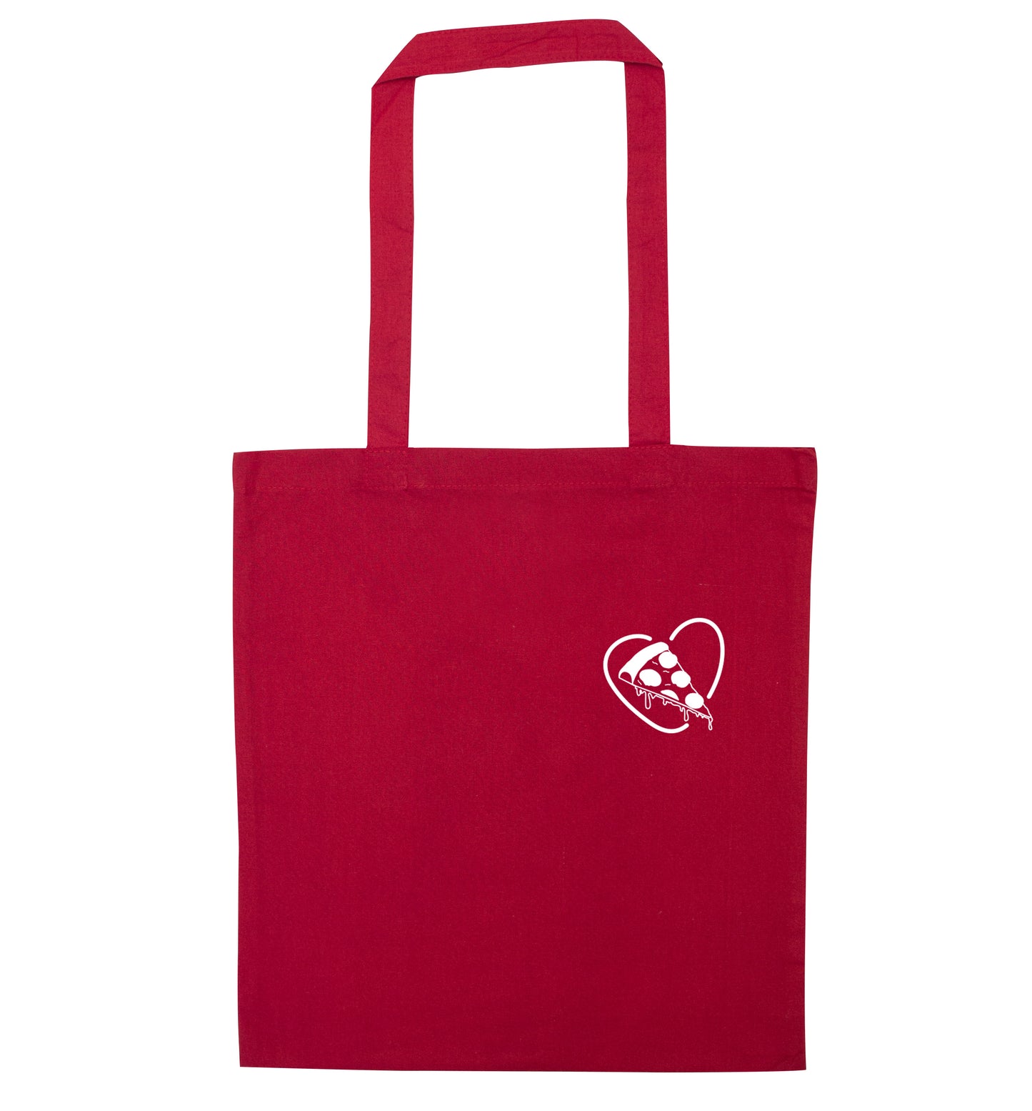 Pizza heart pocket red tote bag
