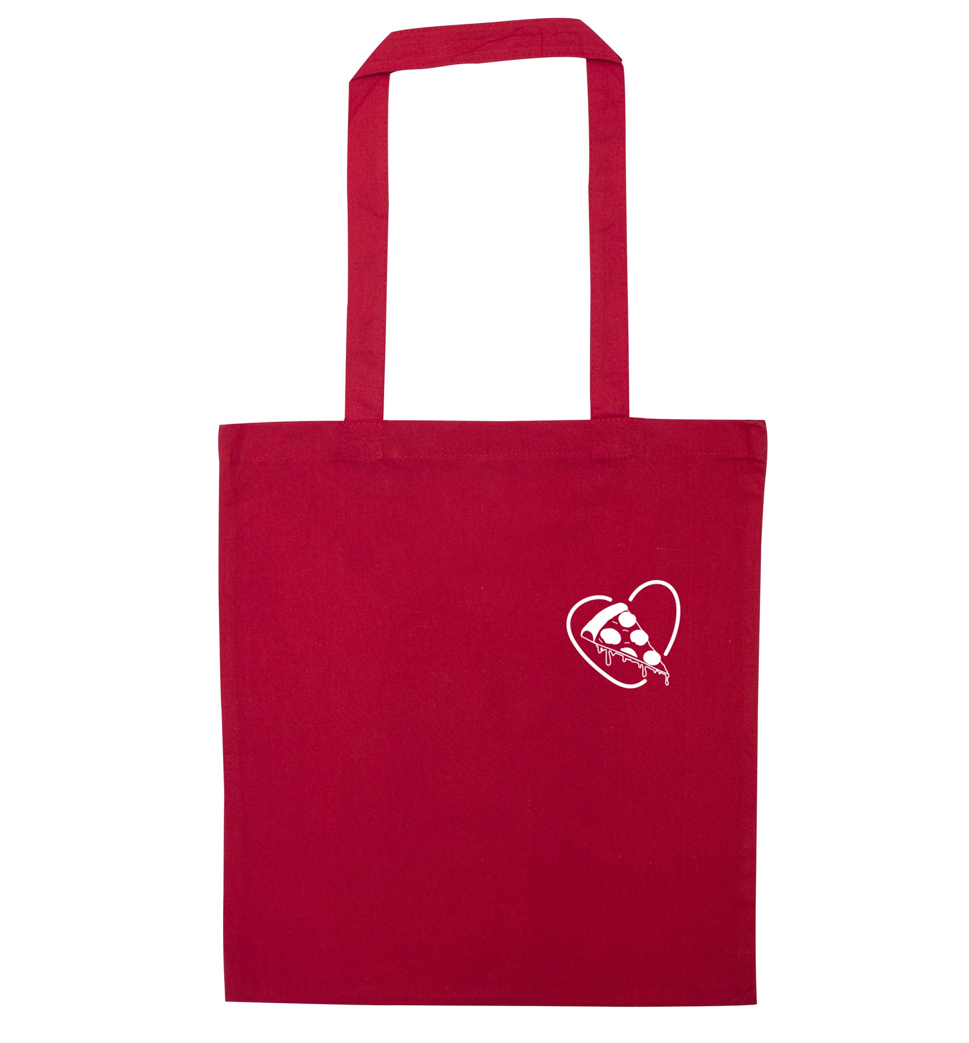 Pizza heart pocket red tote bag