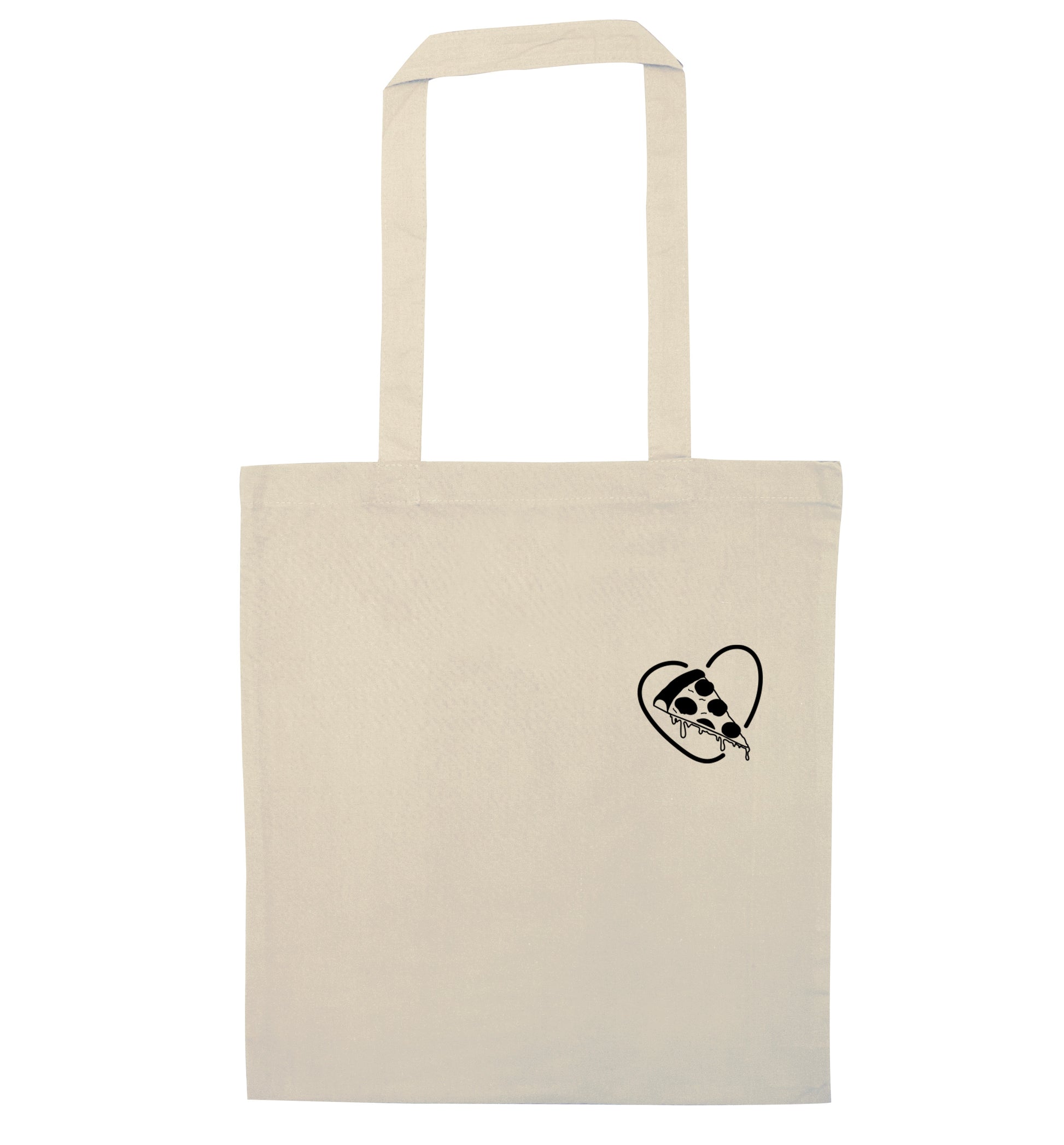 Pizza heart pocket natural tote bag
