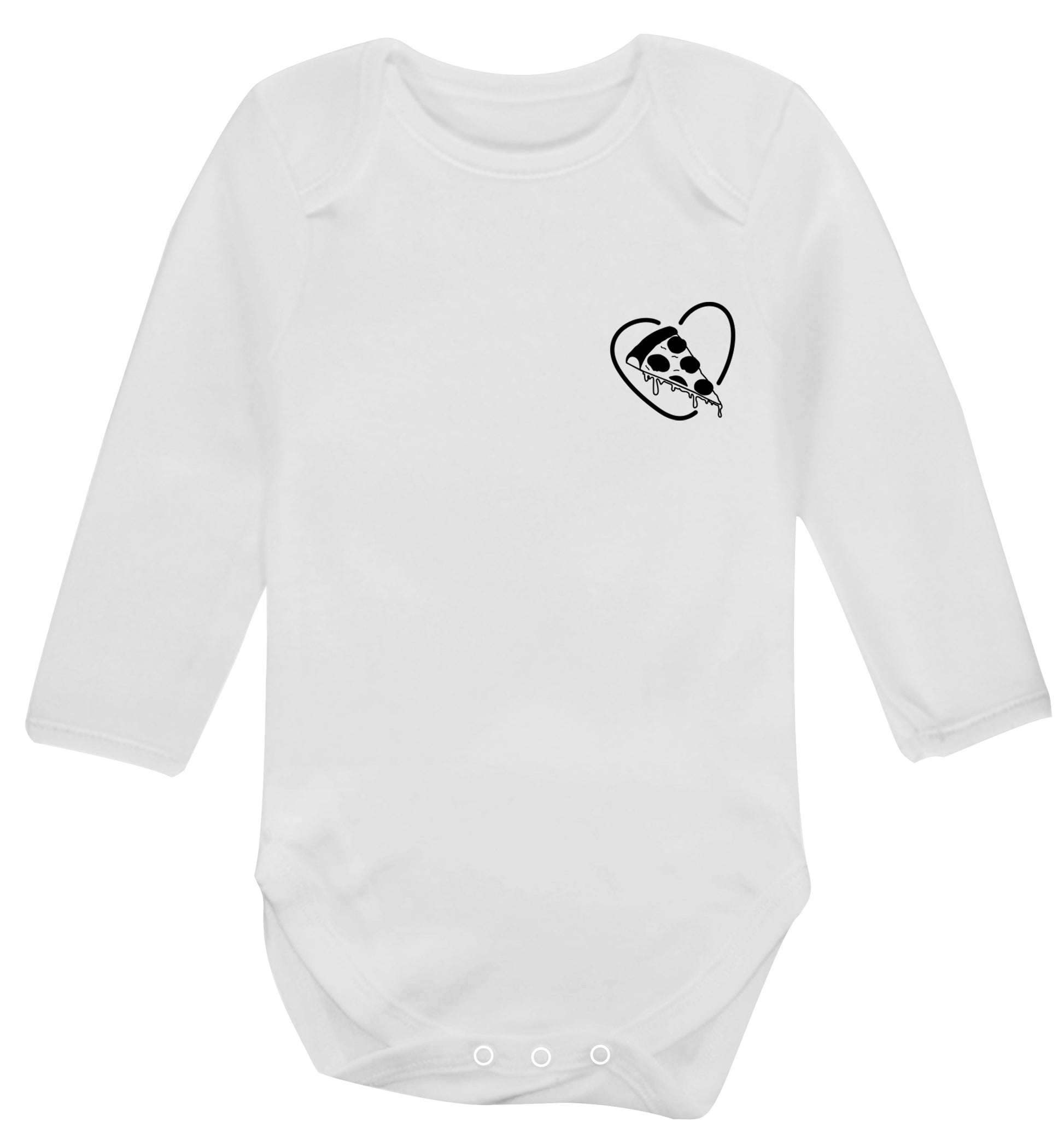 Pizza heart pocket Baby Vest long sleeved white 6-12 months