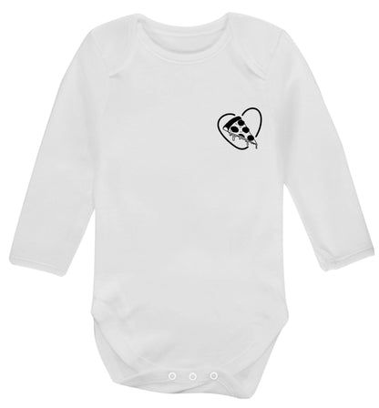Pizza heart pocket Baby Vest long sleeved white 6-12 months