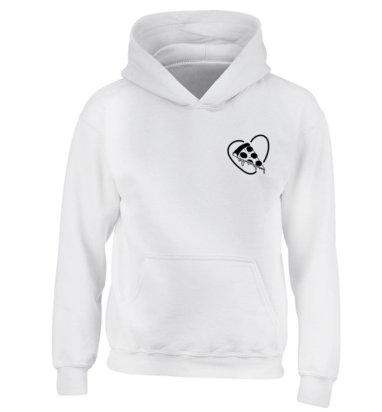 Pizza heart pocket children's white hoodie 12-13 Years