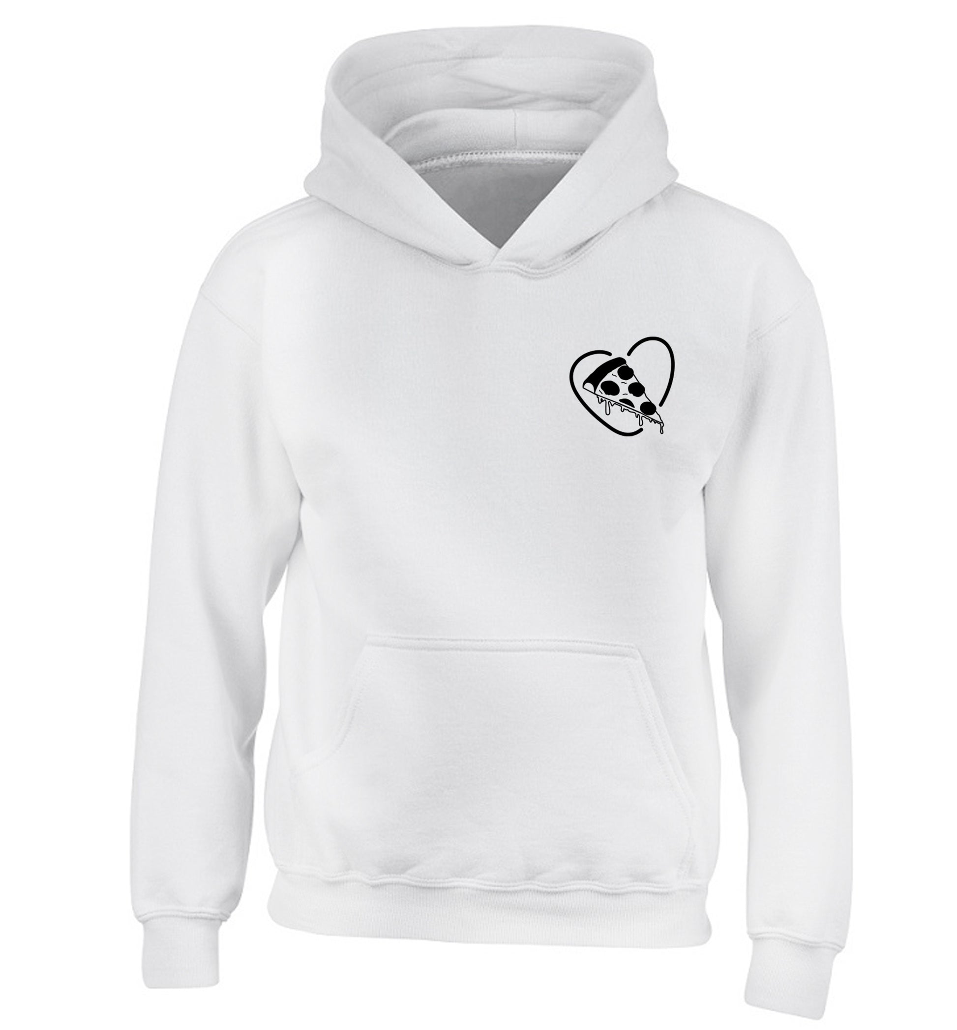 Pizza heart pocket children's white hoodie 12-13 Years