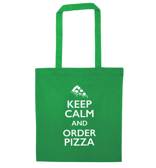 Keep calm and order pizza green tote bag