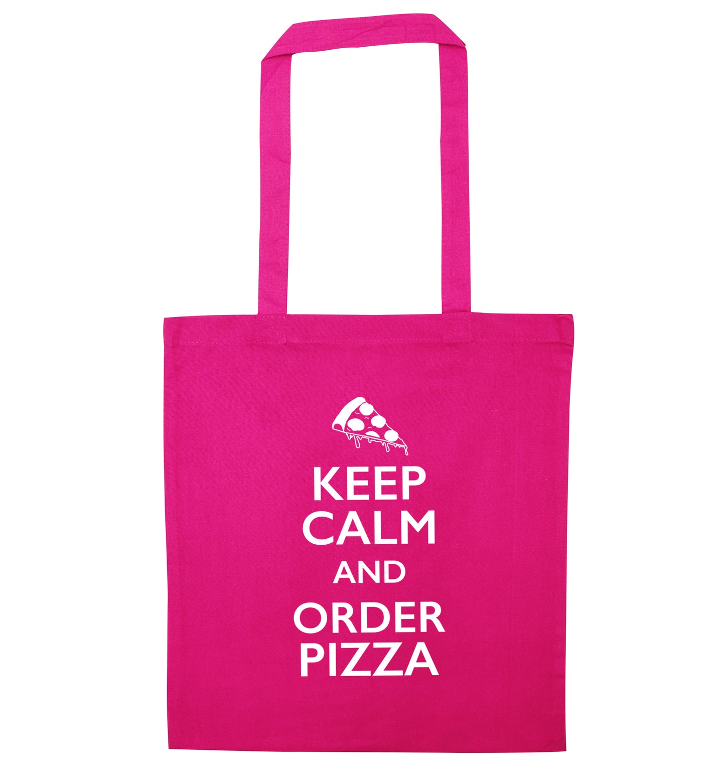 Keep calm and order pizza pink tote bag