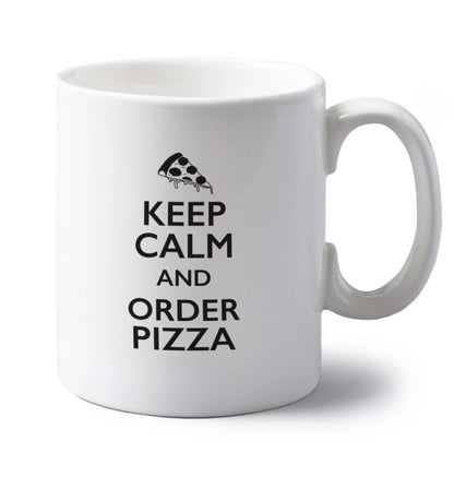 Keep calm and order pizza left handed white ceramic mug 