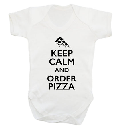 Keep calm and order pizza Baby Vest white 18-24 months