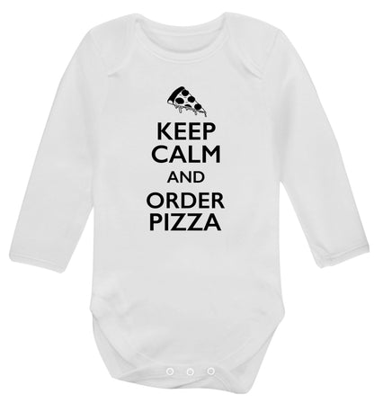 Keep calm and order pizza Baby Vest long sleeved white 6-12 months