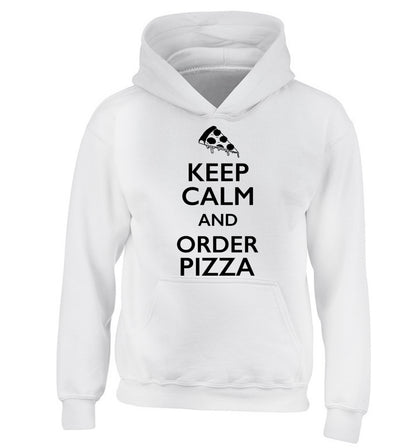 Keep calm and order pizza children's white hoodie 12-13 Years