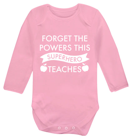 Forget the powers this superhero teaches Baby Vest long sleeved pale pink 6-12 months