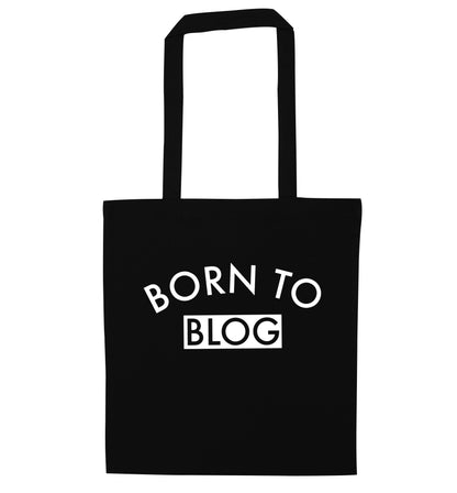 Born to blog black tote bag