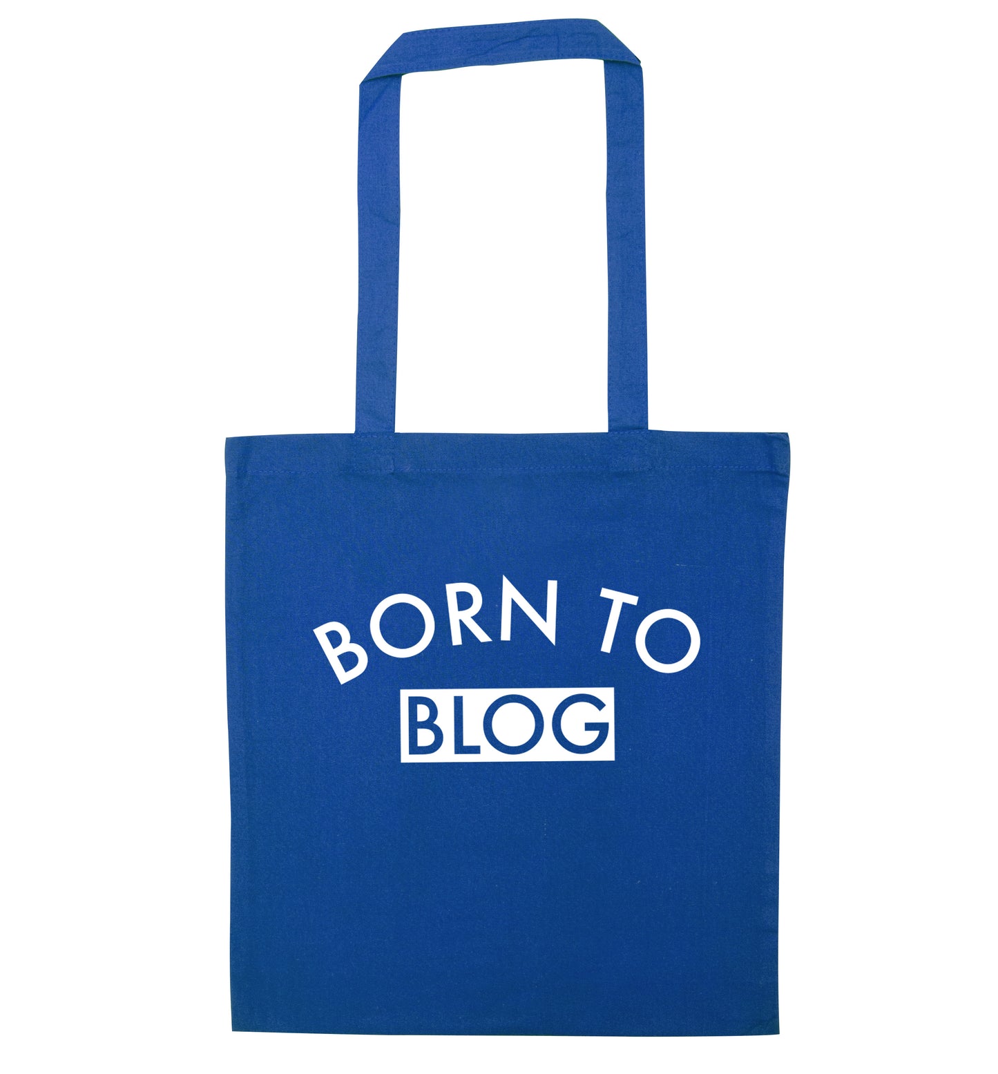 Born to blog blue tote bag