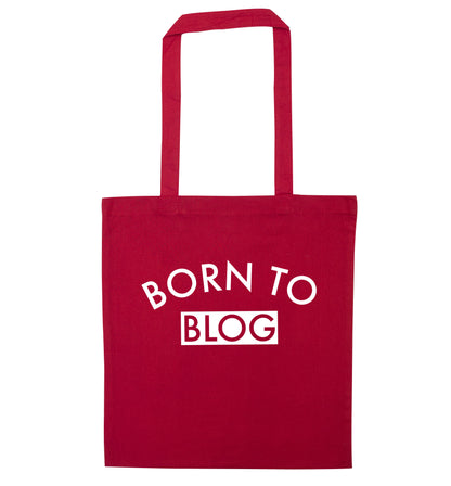 Born to blog red tote bag