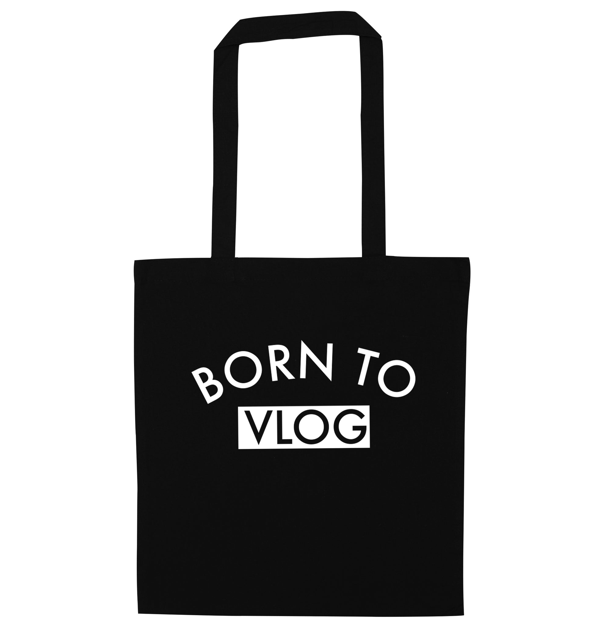 Born to vlog black tote bag