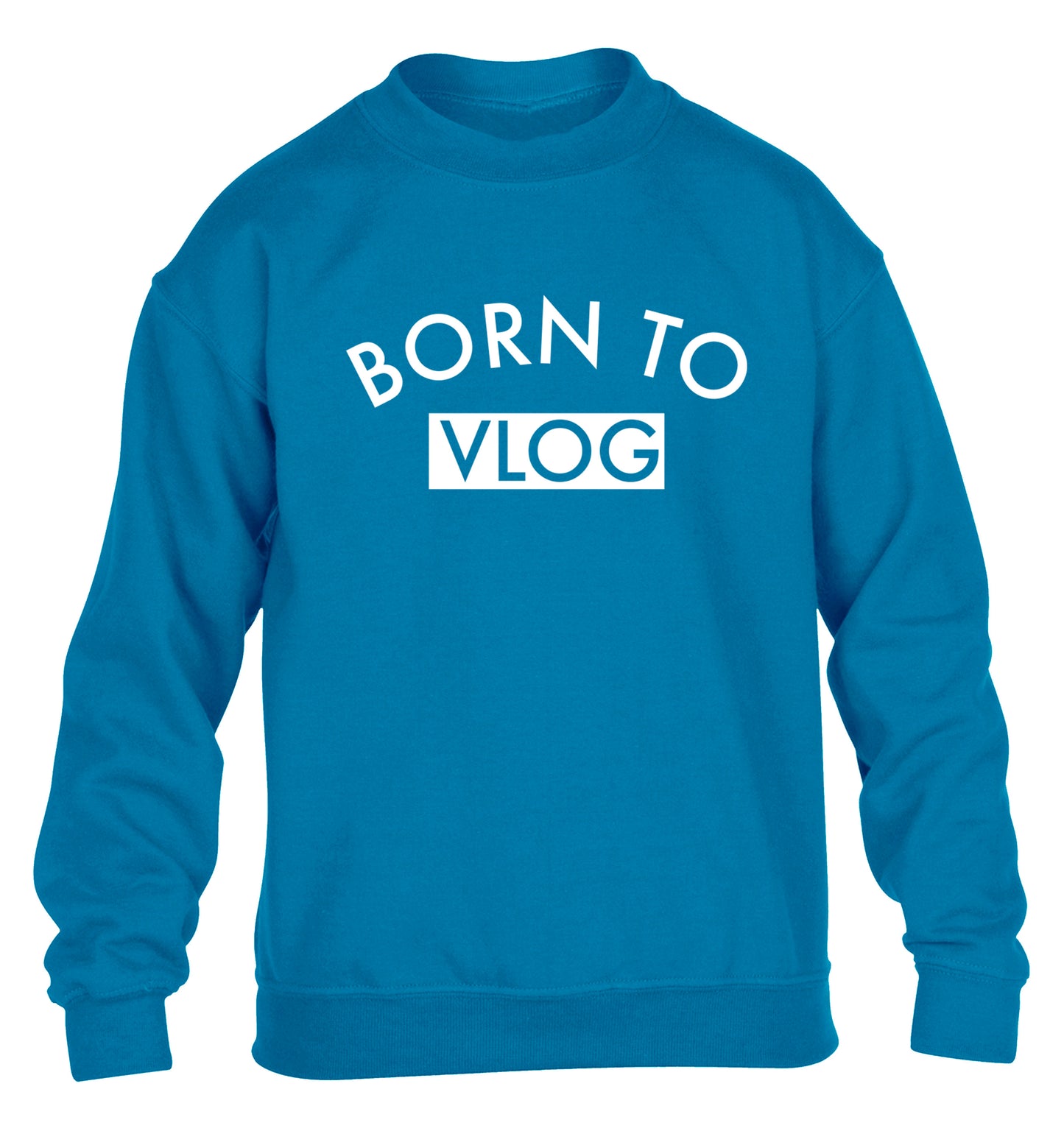 Born to vlog children's blue sweater 12-13 Years