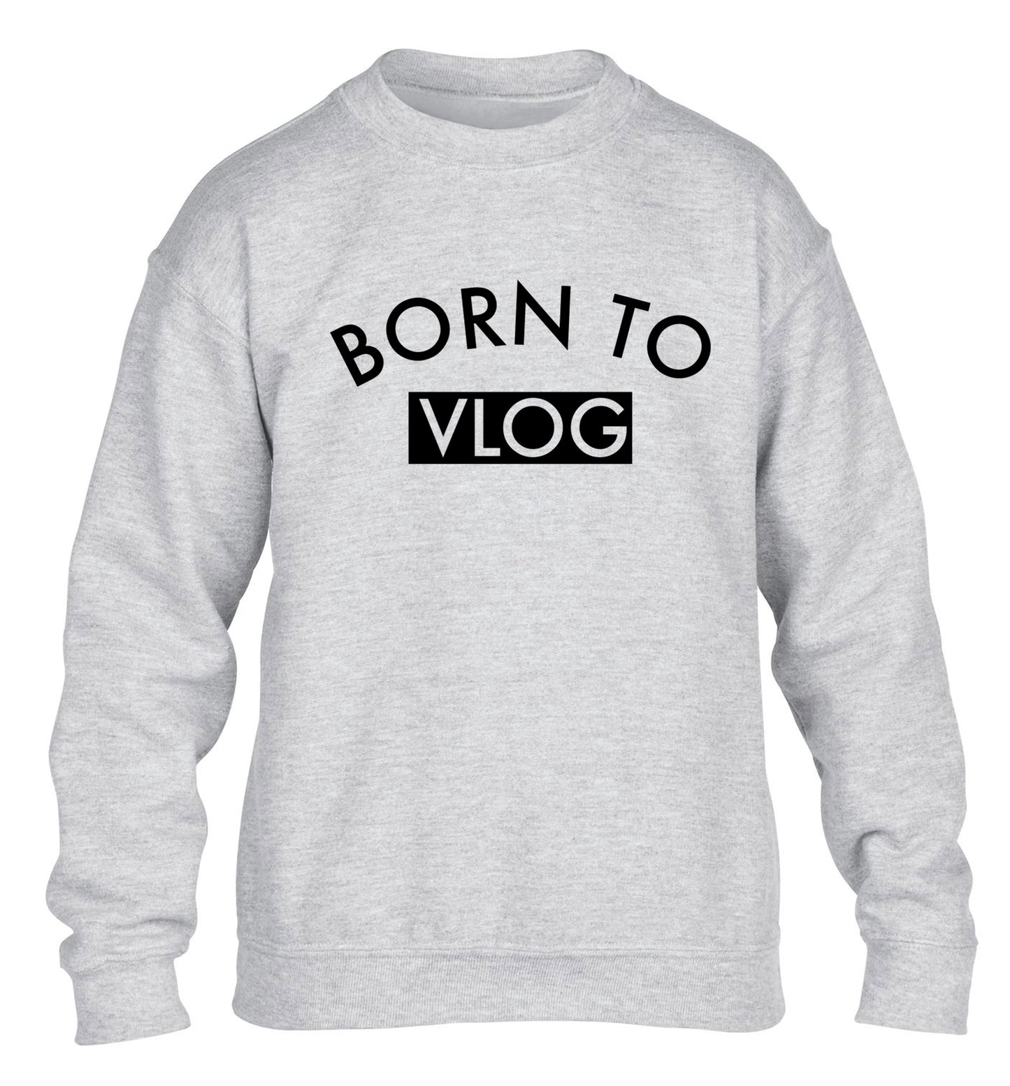 Born to vlog children's grey sweater 12-13 Years