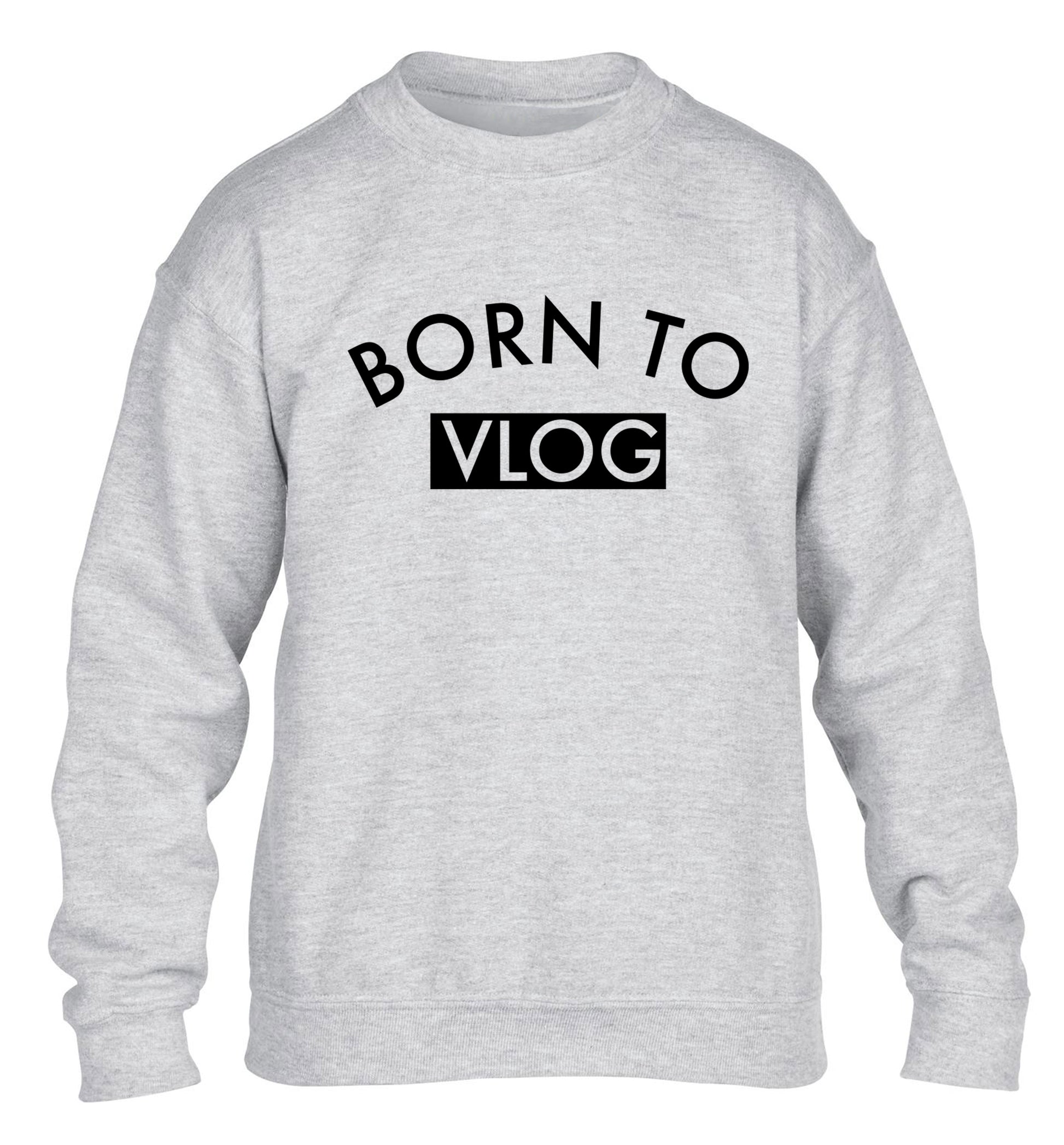 Born to vlog children's grey sweater 12-13 Years