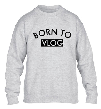 Born to vlog children's grey sweater 12-13 Years