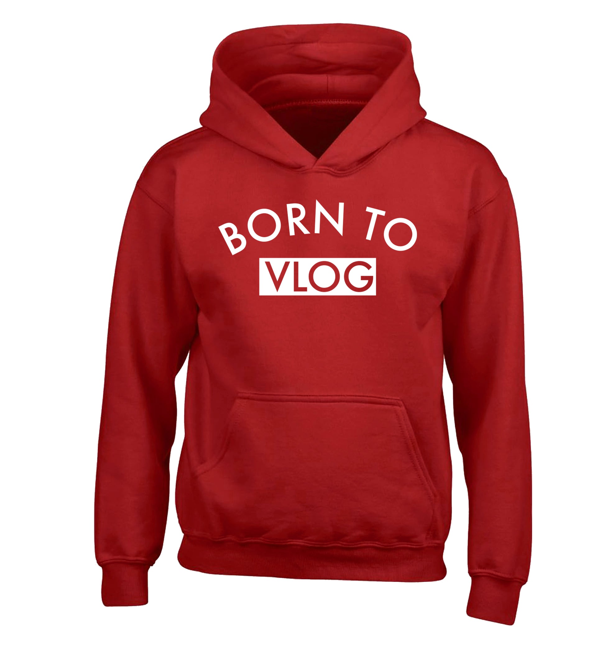 Born to vlog children's red hoodie 12-13 Years