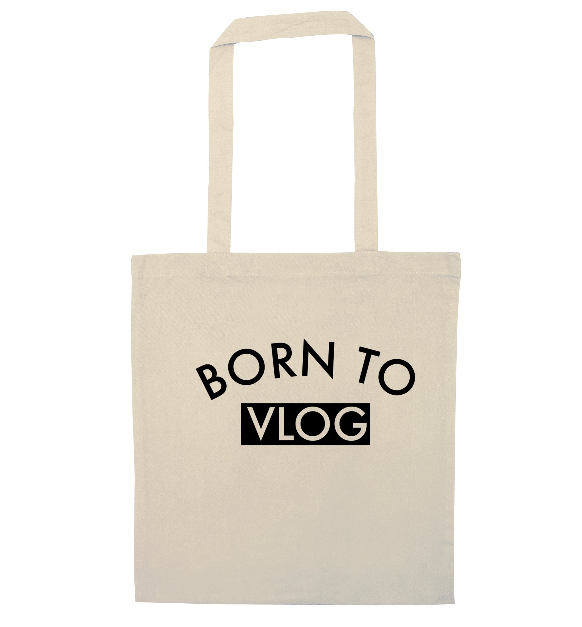 Born to vlog natural tote bag