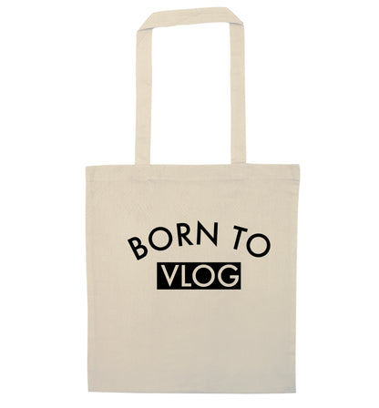Born to vlog natural tote bag