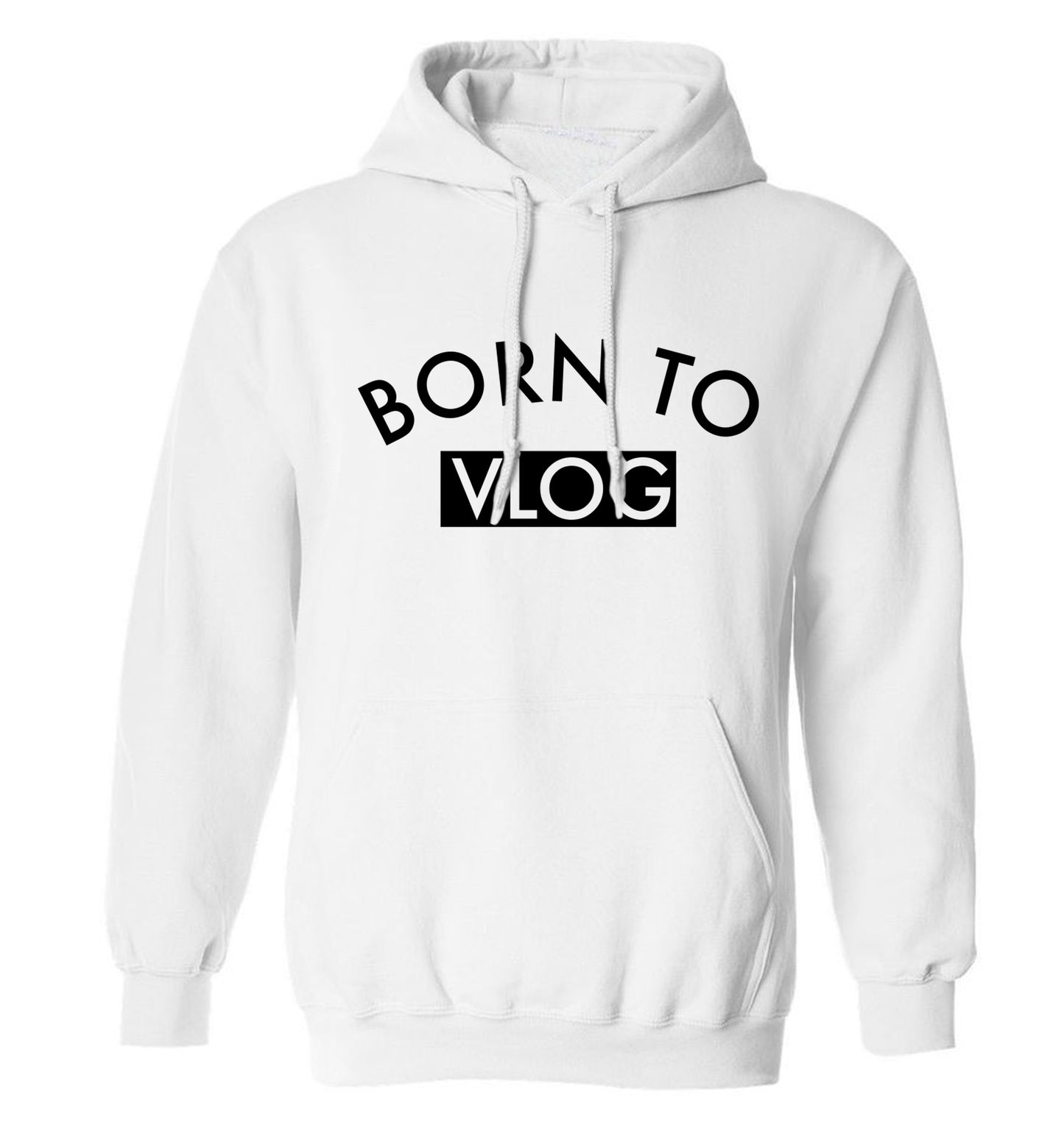 Born to vlog adults unisex white hoodie 2XL