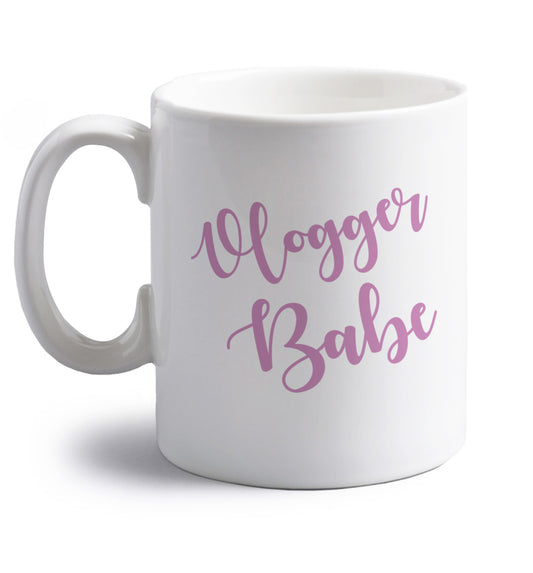 Vlogger Babe right handed white ceramic mug 