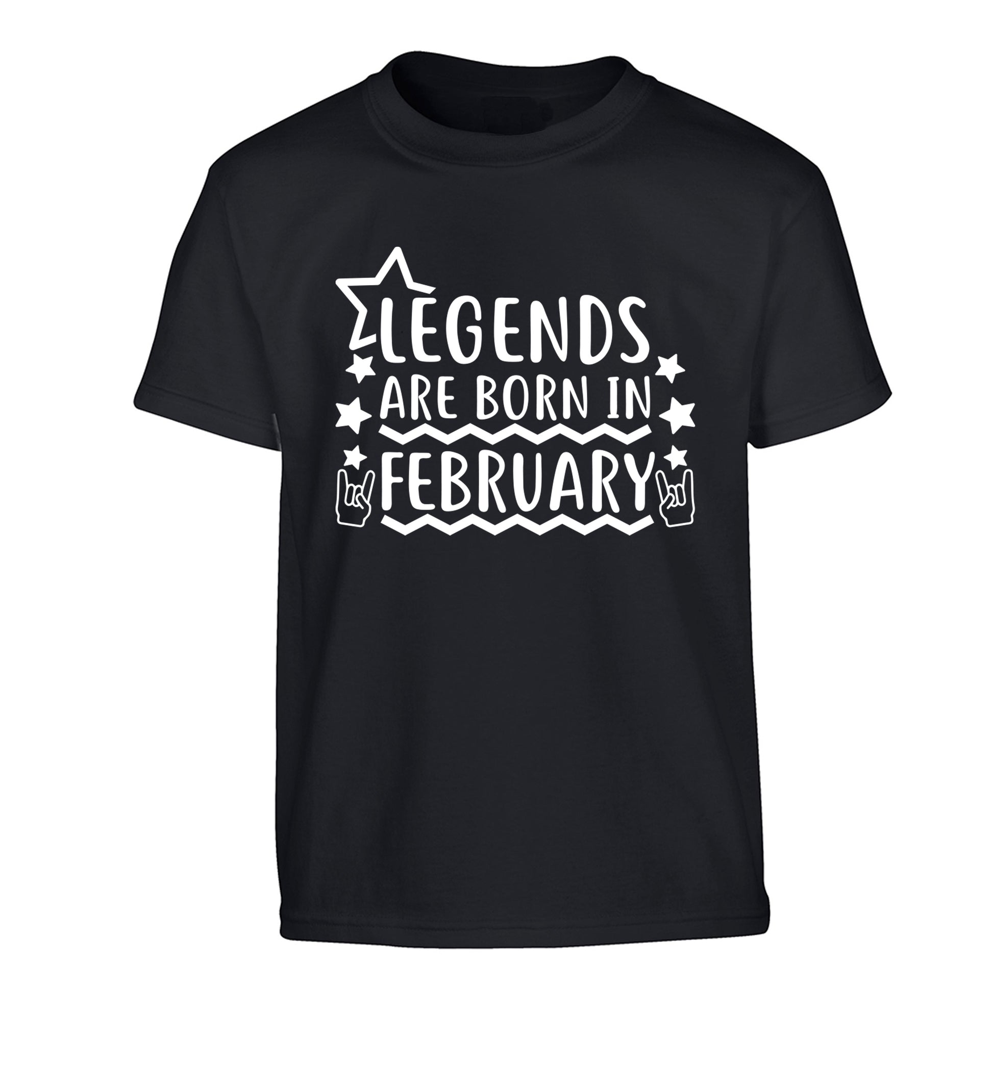 Legends are born in February Children's black Tshirt 12-13 Years