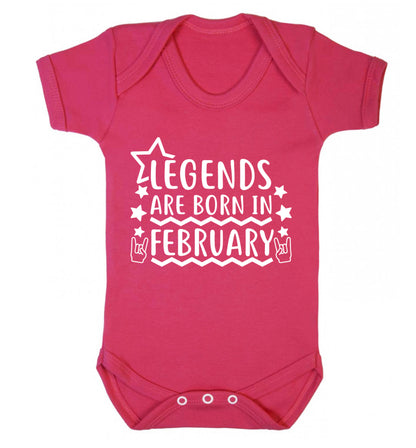 Legends are born in February Baby Vest dark pink 18-24 months