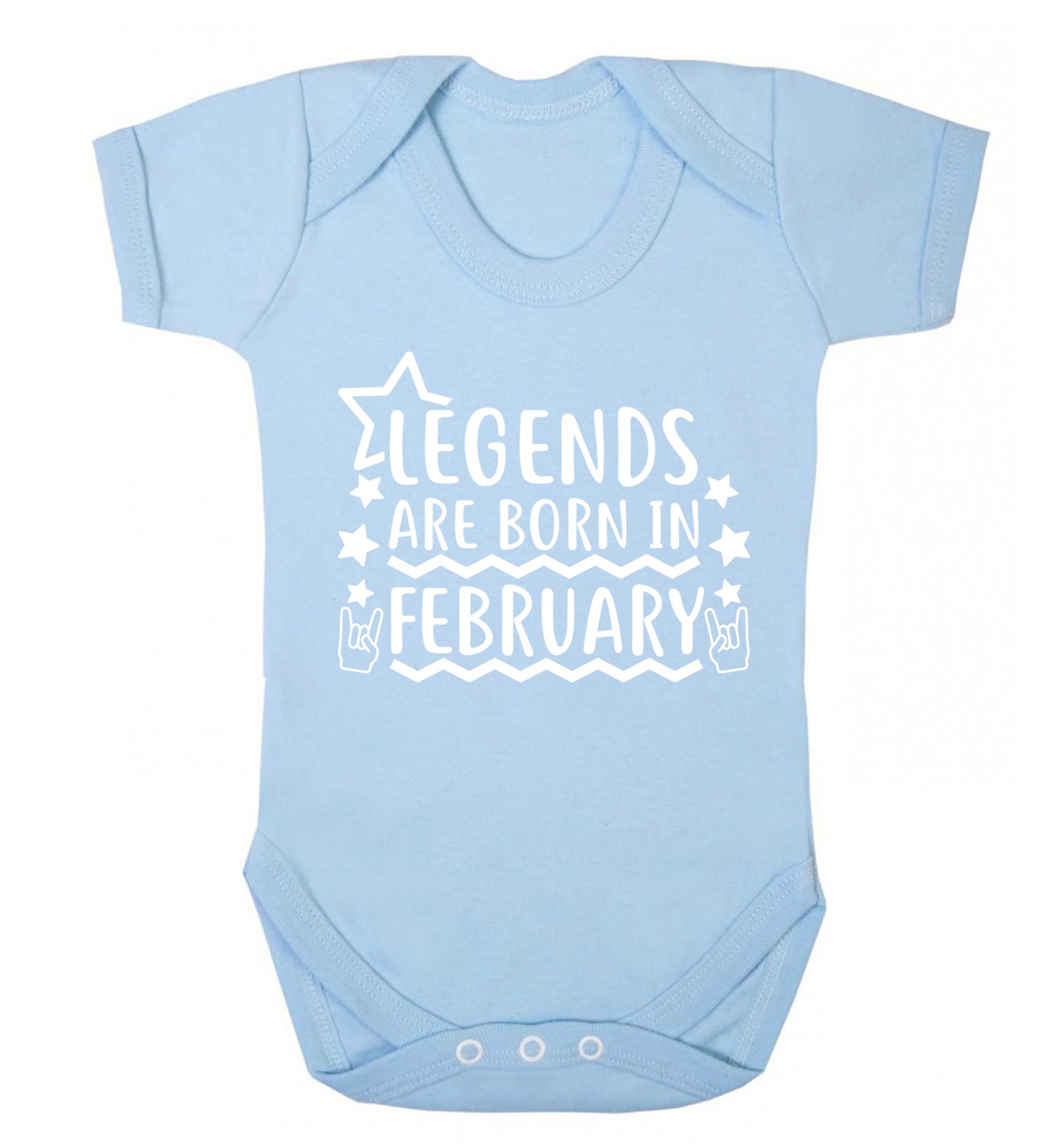 Legends are born in February Baby Vest pale blue 18-24 months
