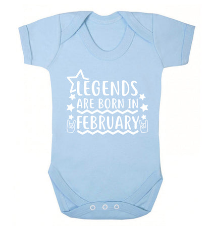 Legends are born in February Baby Vest pale blue 18-24 months