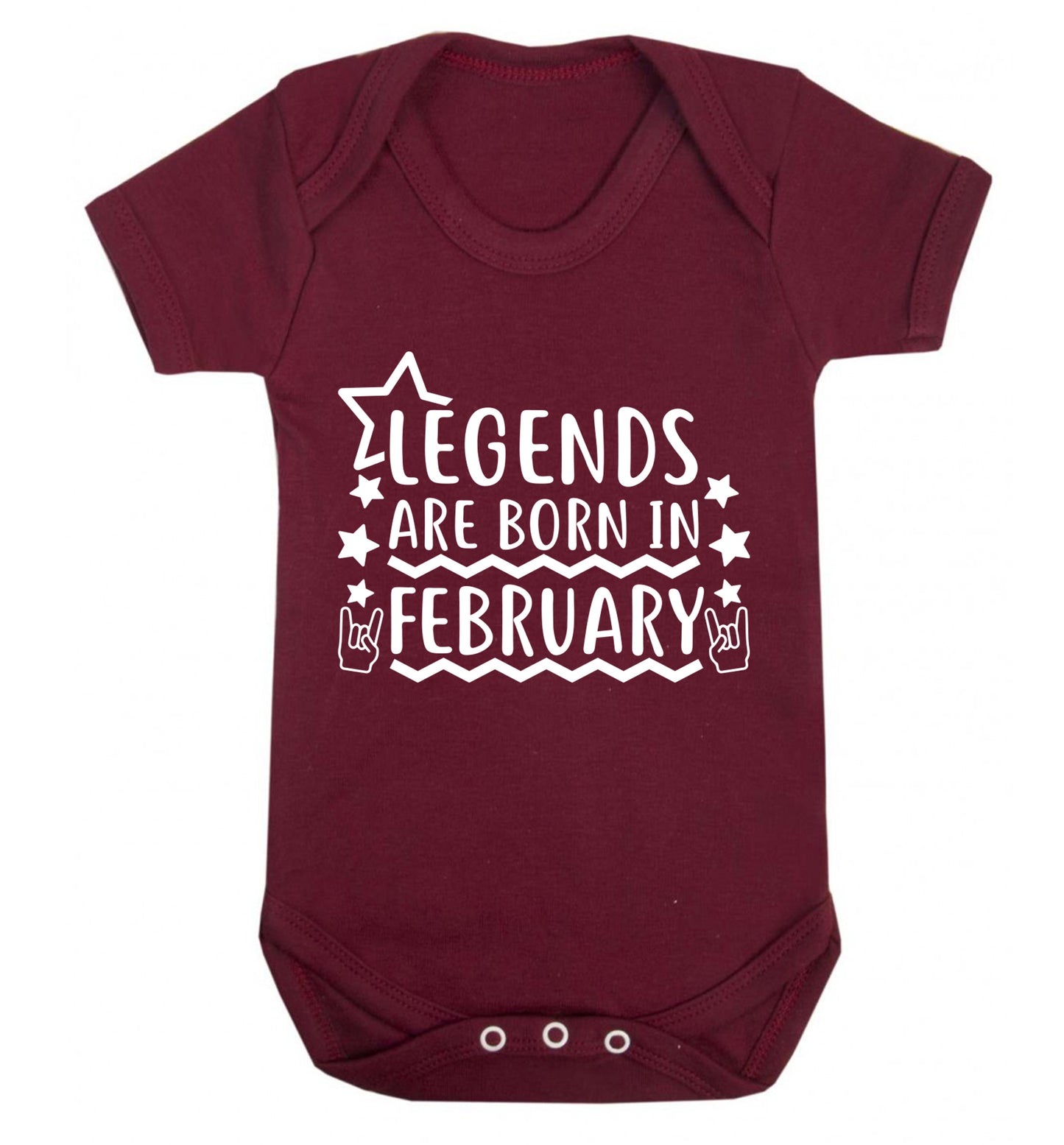 Legends are born in February Baby Vest maroon 18-24 months