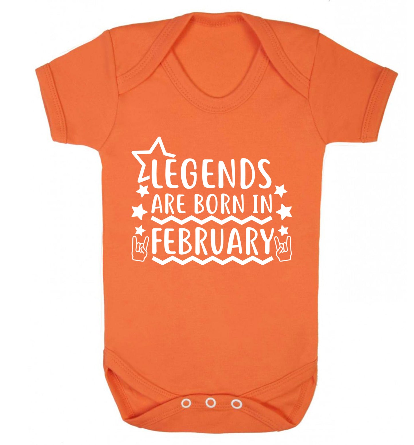 Legends are born in February Baby Vest orange 18-24 months