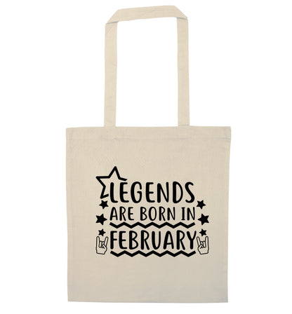 Legends are born in February natural tote bag