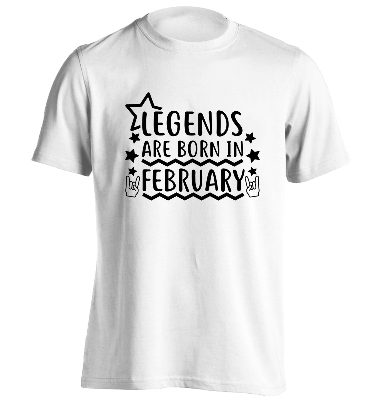 Legends are born in February adults unisex white Tshirt 2XL
