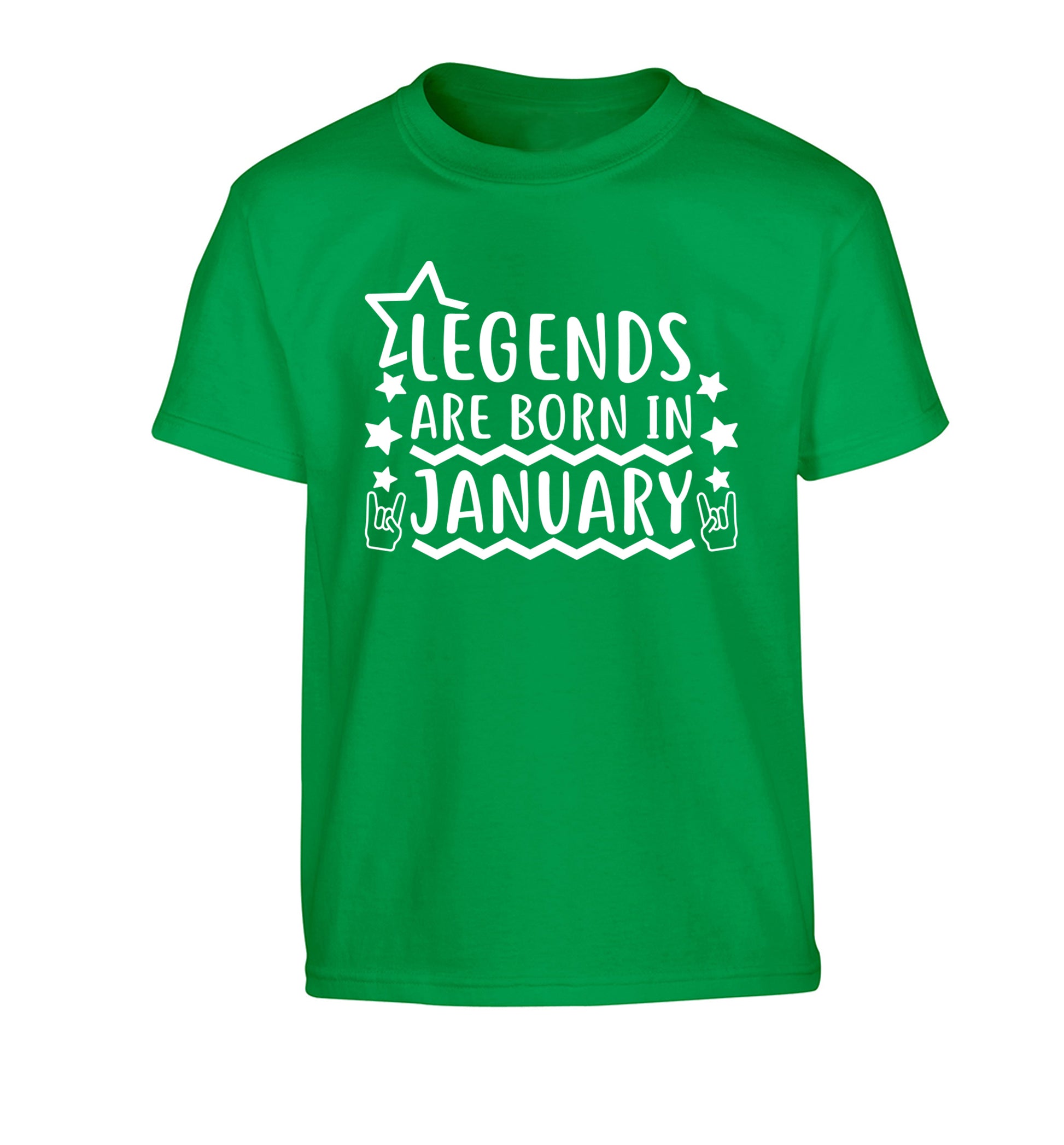 Legends are born in January Children's green Tshirt 12-13 Years