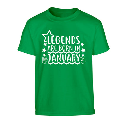 Legends are born in January Children's green Tshirt 12-13 Years