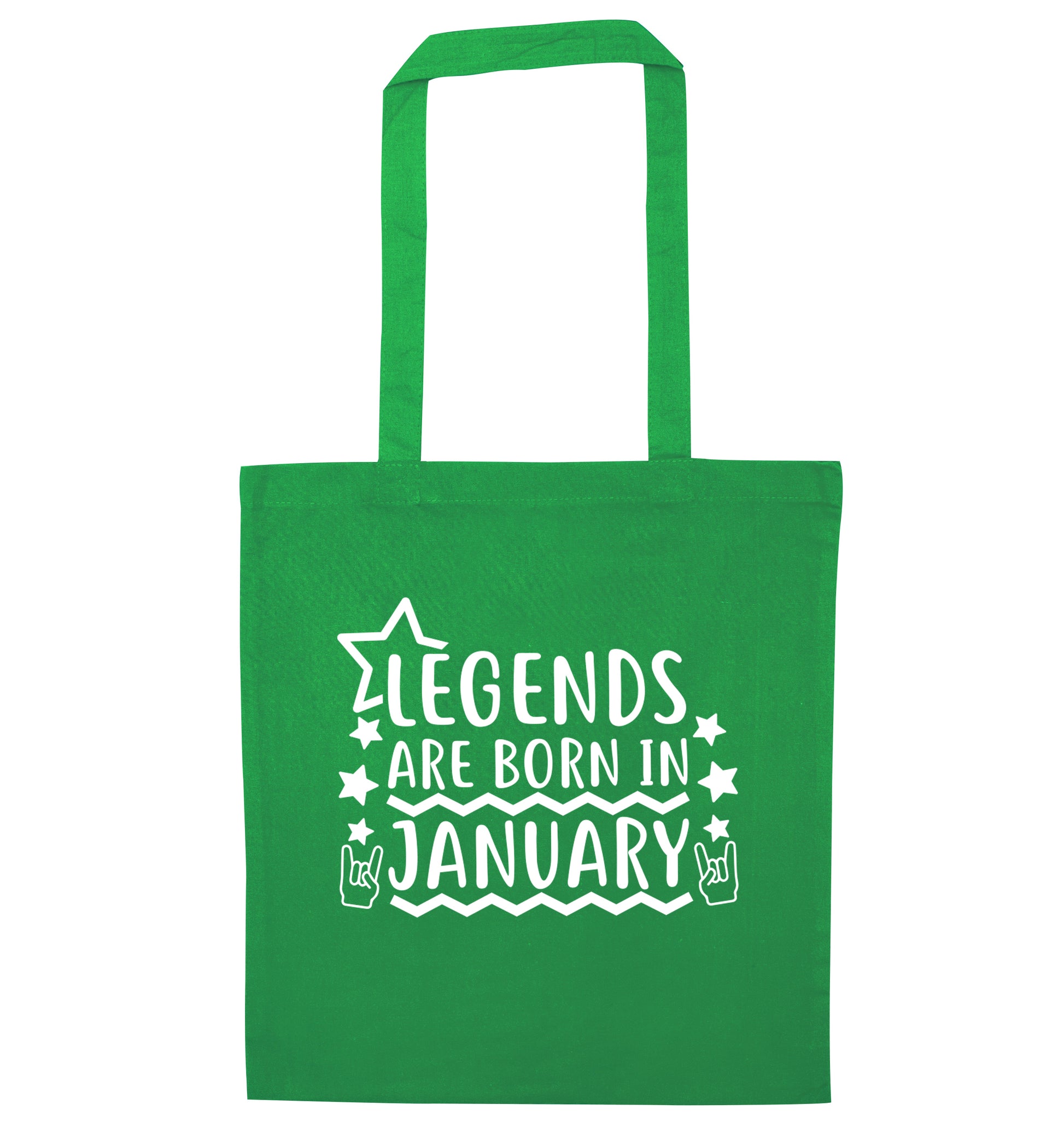Legends are born in January green tote bag