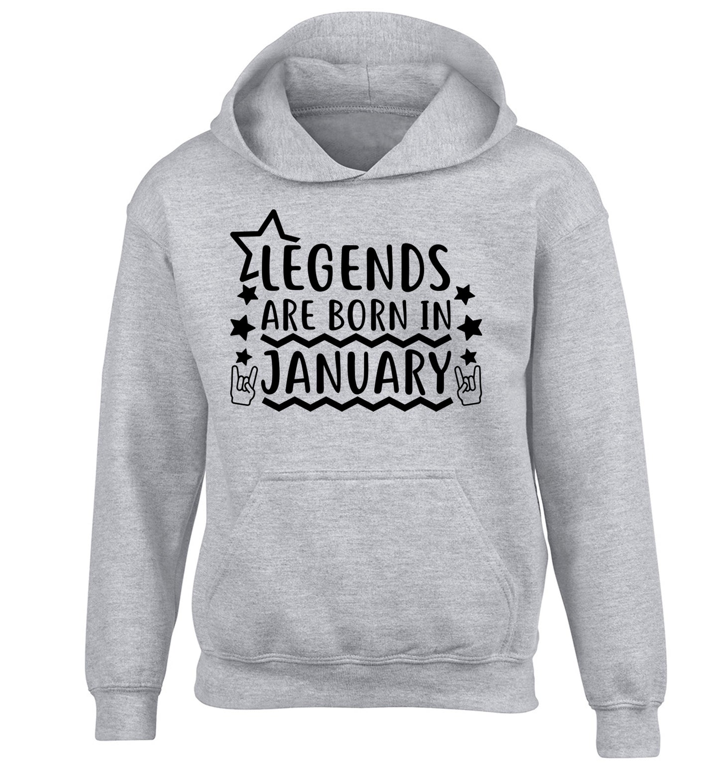 Legends are born in January children's grey hoodie 12-13 Years