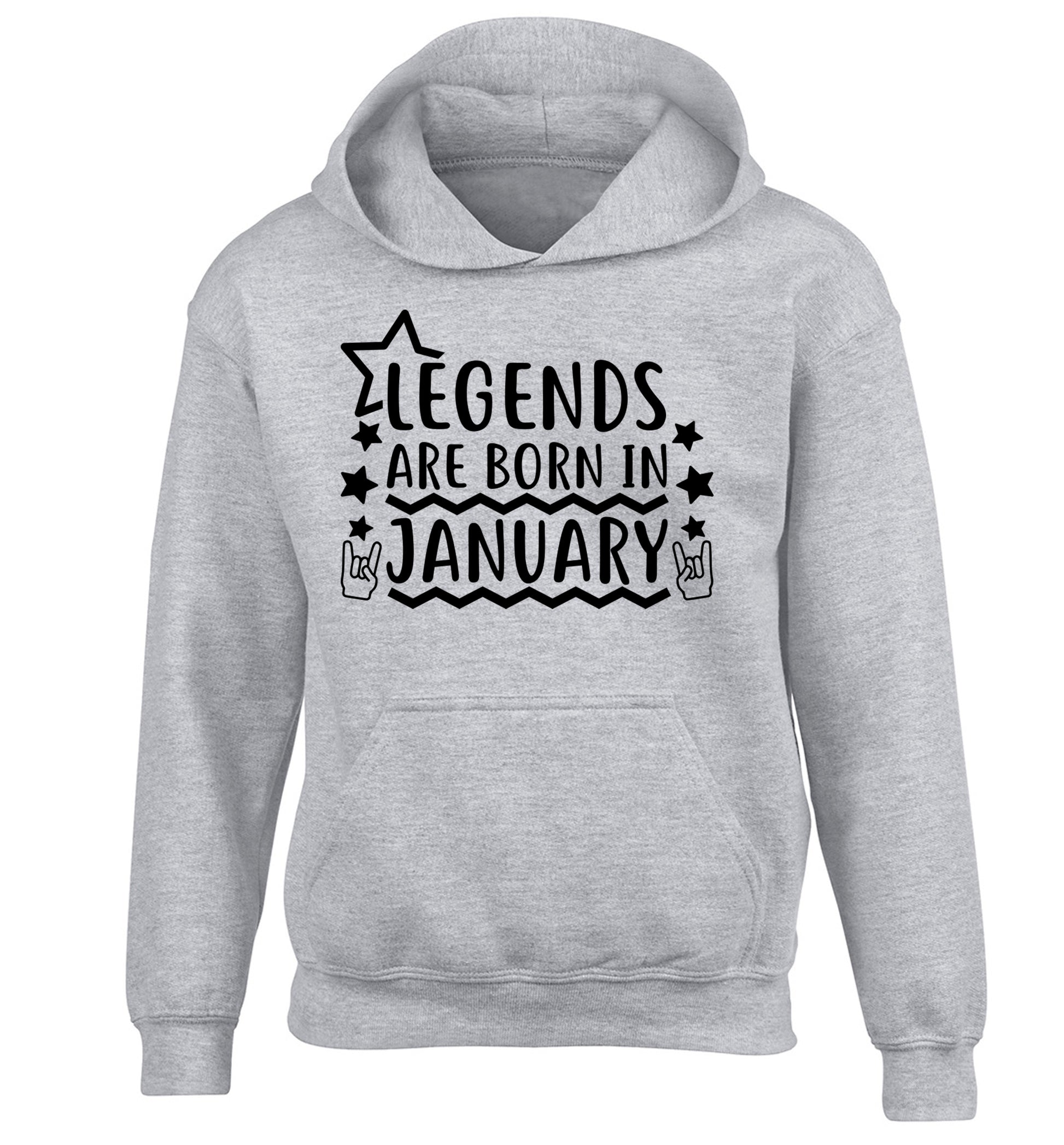 Legends are born in January children's grey hoodie 12-13 Years
