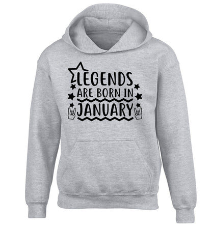 Legends are born in January children's grey hoodie 12-13 Years