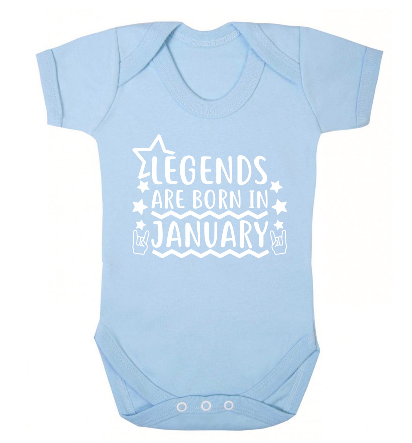 Legends are born in January Baby Vest pale blue 18-24 months