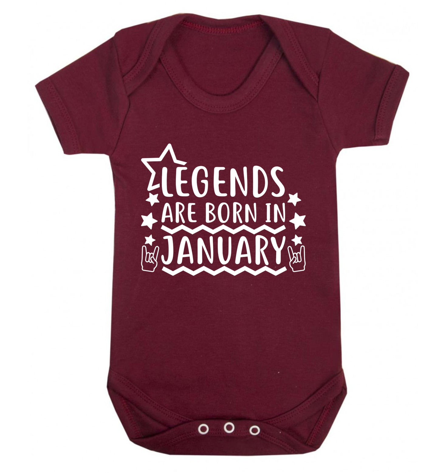 Legends are born in January Baby Vest maroon 18-24 months