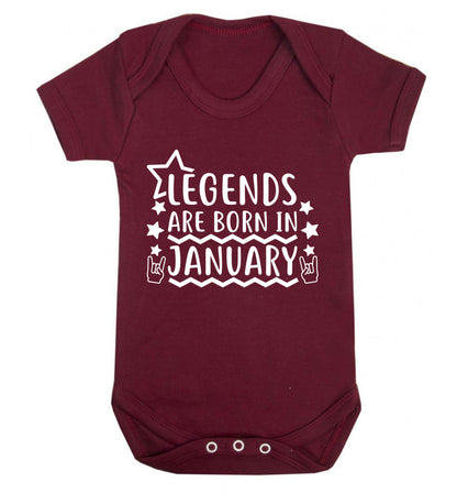 Legends are born in January Baby Vest maroon 18-24 months