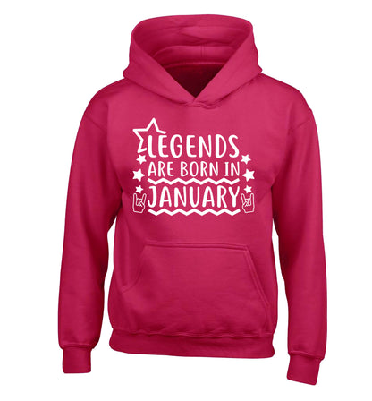 Legends are born in January children's pink hoodie 12-13 Years